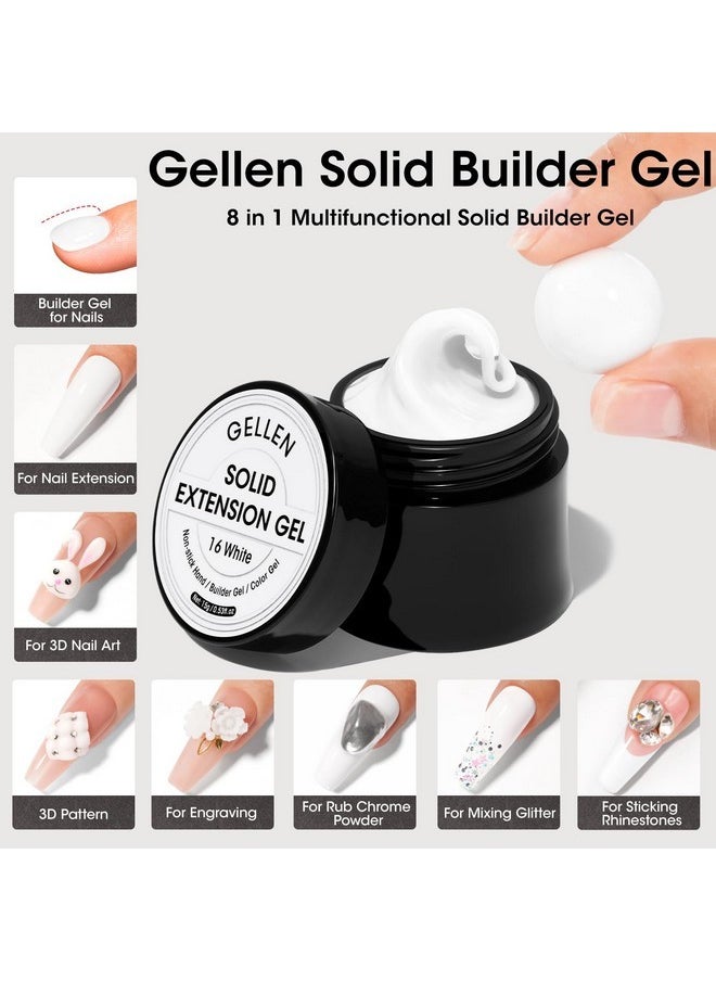 White Solid Builder Extension Gel, Hard Builder Gel For Nails Non Sticky To Hand, 3D Nail Gel Sculpting Gel Molding Gel For Carving Patterns Decoration Nail Extension Gel