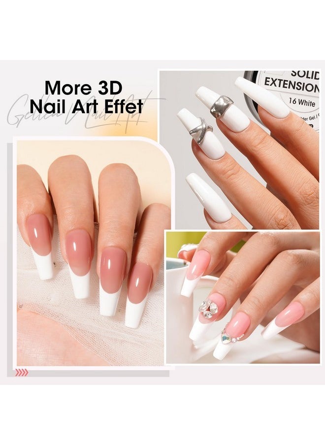 White Solid Builder Extension Gel, Hard Builder Gel For Nails Non Sticky To Hand, 3D Nail Gel Sculpting Gel Molding Gel For Carving Patterns Decoration Nail Extension Gel