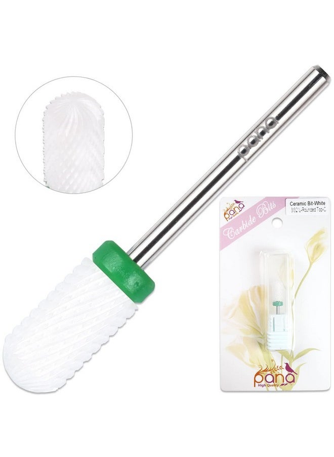 Professional Usa Ceramic White Round Top Large Barrel Bit Nail Drill (Grit: Coarse) 3/32