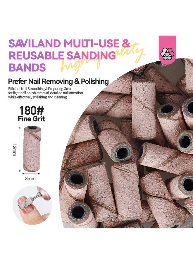 180 Grit Pink Sanding Bands: Fine Grit Sanding Bands For Nail Drill Sanding Stable 3.1Mm Mandrel Sanding Bits Tools For File Grinding & Polishing Cuticle Nail Tip Gel X Nails Artist