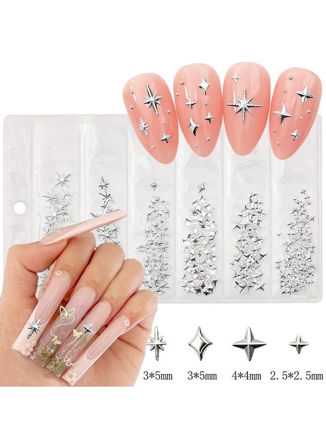 400Pcs Star Nail Charms For Nails Art 3D Gold Silver Star Nail Charms Metallic Studs Rhinestones Star Nail Jewelry Decorations Manicure Kit Nails Art Supplies Accessories For Women Girls Acrylic Nails