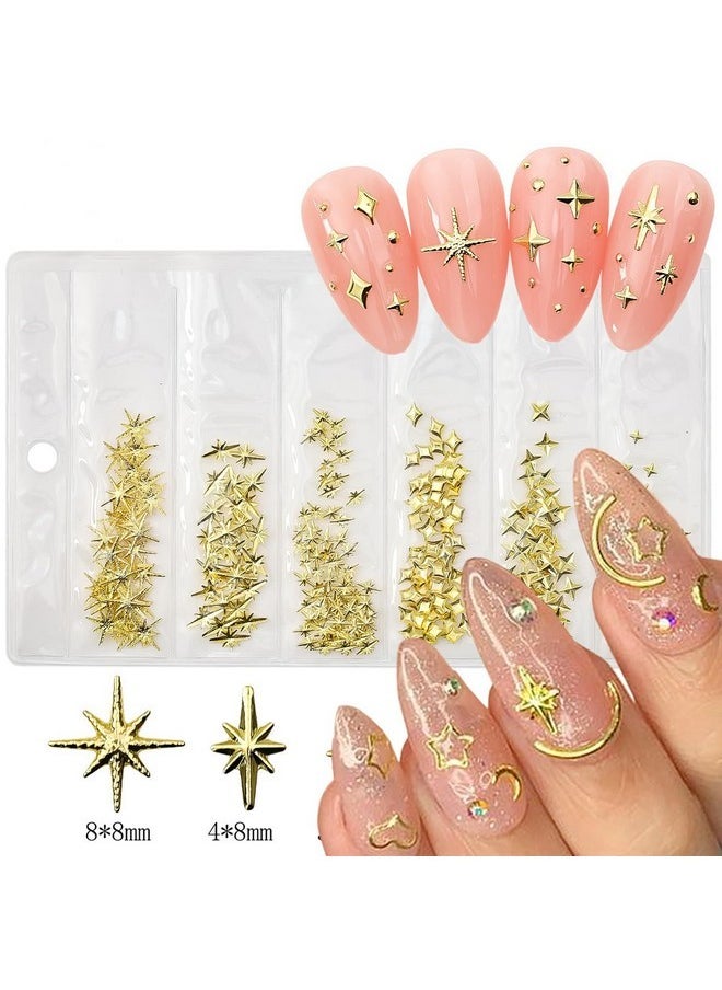400Pcs Star Nail Charms For Nails Art 3D Gold Silver Star Nail Charms Metallic Studs Rhinestones Star Nail Jewelry Decorations Manicure Kit Nails Art Supplies Accessories For Women Girls Acrylic Nails