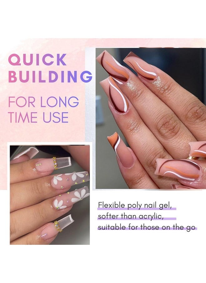 Poly Nail Gel Set Clear Nude Pink 2Pcs 50Ml Gel Builder For Extension Natural-Looking Nail Strengthener 3D Diy Hard Gel Manicures Home Salon