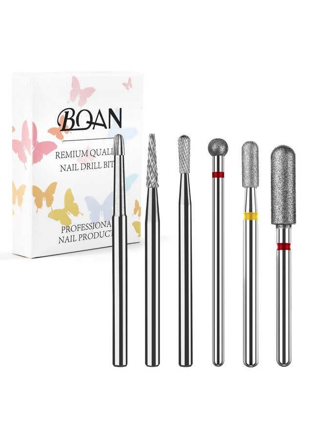 6Pcs Nail Drill Bits For Cuticle Clean 3/32'', Safety Carbide Drill Bit For Remove Cuticle Dead Skin Cleaner Nail Prepare, Nail Supplies For Nail Techs
