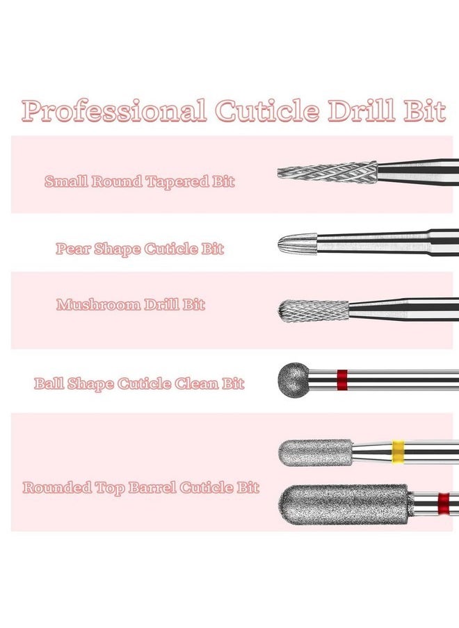 6Pcs Nail Drill Bits For Cuticle Clean 3/32'', Safety Carbide Drill Bit For Remove Cuticle Dead Skin Cleaner Nail Prepare, Nail Supplies For Nail Techs