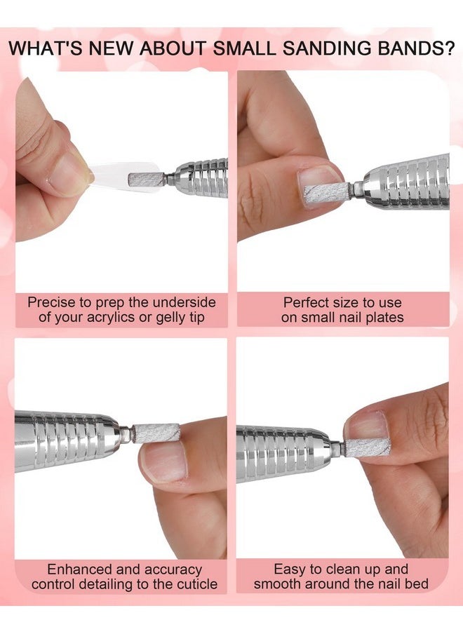 100Pcs Small Sanding Bands For Nail Drill 180 & 240 Grit Nail Sanding Bands With 3.1Mm Mandrel Bit For Acrylic Nails Gel Removing Shaping Manicures Tools (Zebra & Rose Red)