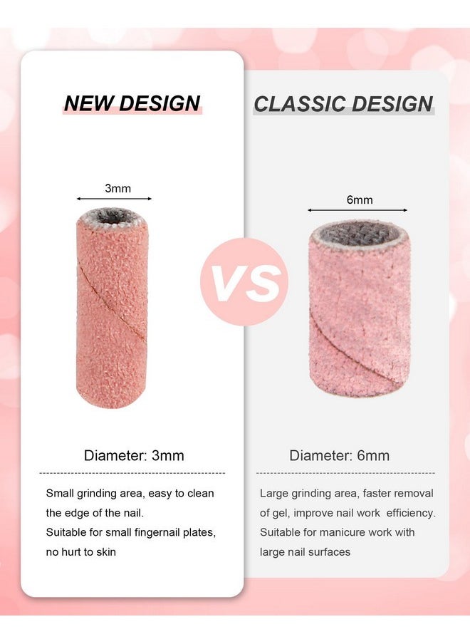 100Pcs Small Sanding Bands For Nail Drill 180 & 240 Grit Nail Sanding Bands With 3.1Mm Mandrel Bit For Acrylic Nails Gel Removing Shaping Manicures Tools (Zebra & Rose Red)