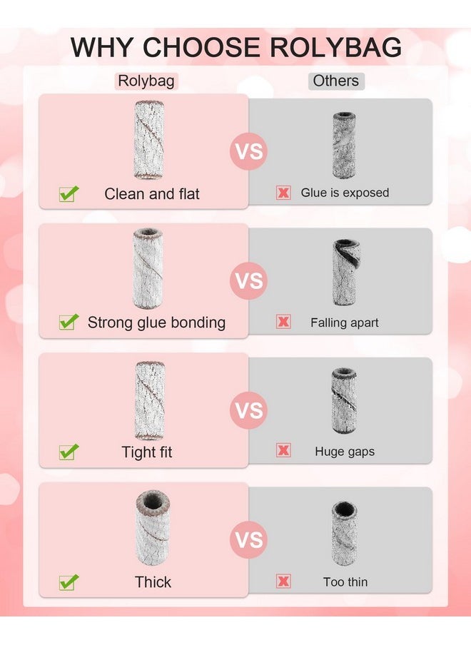 100Pcs Small Sanding Bands For Nail Drill 180 & 240 Grit Nail Sanding Bands With 3.1Mm Mandrel Bit For Acrylic Nails Gel Removing Shaping Manicures Tools (Zebra & Rose Red)