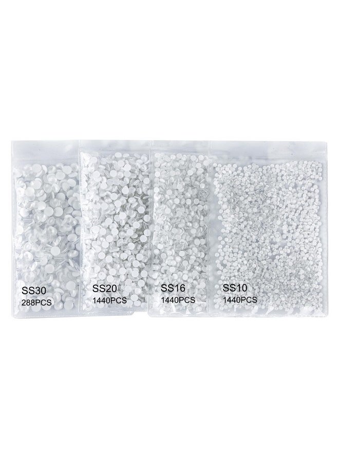 Flatback Rhinestones Round Gems, 1440Pcs Neon Gems Non Hotfix Crystal Rhinestones,White Neon,Ss10.