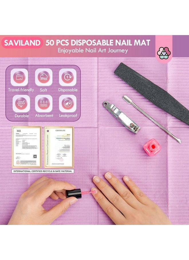 Nail Tech Pad Table Mat: Waterproof Nail Arm Rest Pad For Acrylic Disposable Nail Mats 50Pcs 3-Ply Nails Art Table Mat Acrylic Nails No Leaking Accessories Nail Supplies Manicure Salon