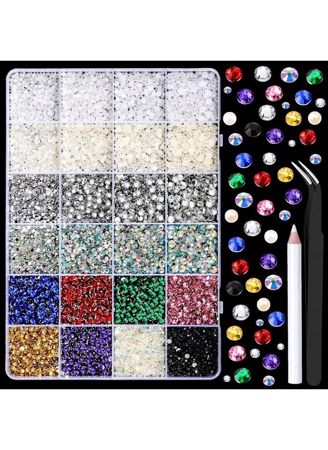 Rhinestones, 10000 Pcs Nail Rhinestones, Rhinestones For Crafts, Nails, Nail Pearls, Gems Stones With Storage Organizer Box, Resin Flatback Rhinestones Set, Nail Accessories For Diy Nail