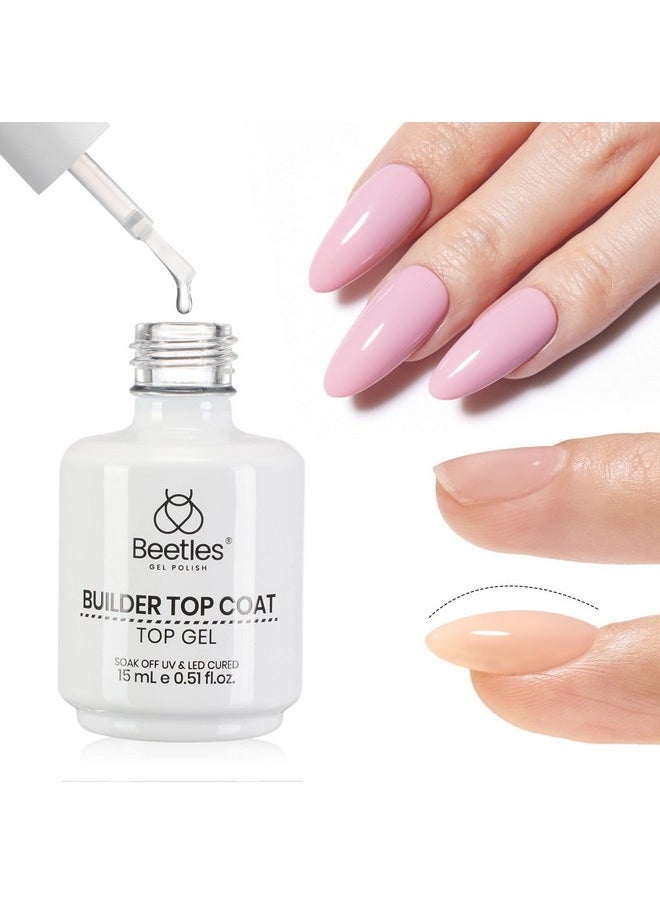 Beetles Rubber Top Coat Gel, 15Ml/0.51Fl Oz No Wipe Builder Top Coat, High Glossy Shiny Long-Lasting Clear Gel Top Coat, Soak Off Uv Led Cured Strengthen Nail Gel