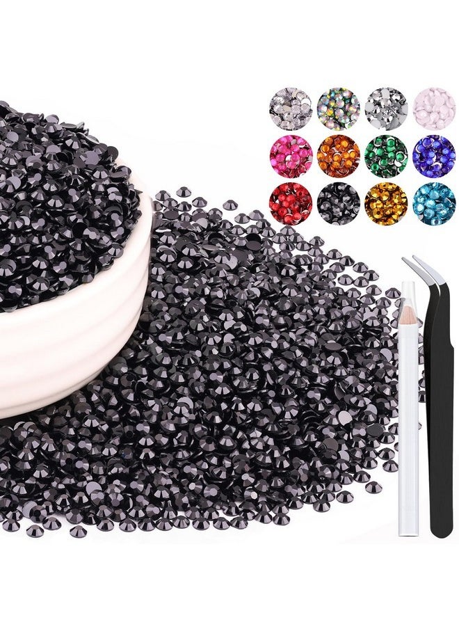 8000Pcs 3Mm Resin Rhinestones Bulk For Crafting (Black), Flatback Bedazzling Crystals For Crafts Diy Nail Decoration, Gems Charms For Tumbler Shoes Clothing Fabric With Pickup Pen And Tweezers