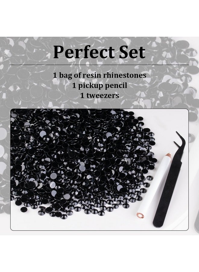 5000Pcs 5Mm Resin Rhinestones Bulk, Black Flatback Round Jelly Rhinestones Bedazzling Non Hotfix Crystal Gems Large Quantity Wholesale For Diy Crafts Clothes Bottles Tumblers Face Makeup Manicure