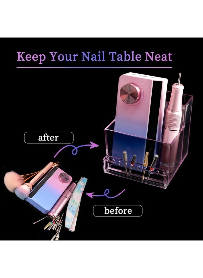 Nail Drill Holder Grinding Bit Storage Box, 10 Holes Transparent Nail Drill Bit Holder Plastic Nail Drill Tool Organizer Manicure Tools Display Box For Nail Tech Supplies(Pink)