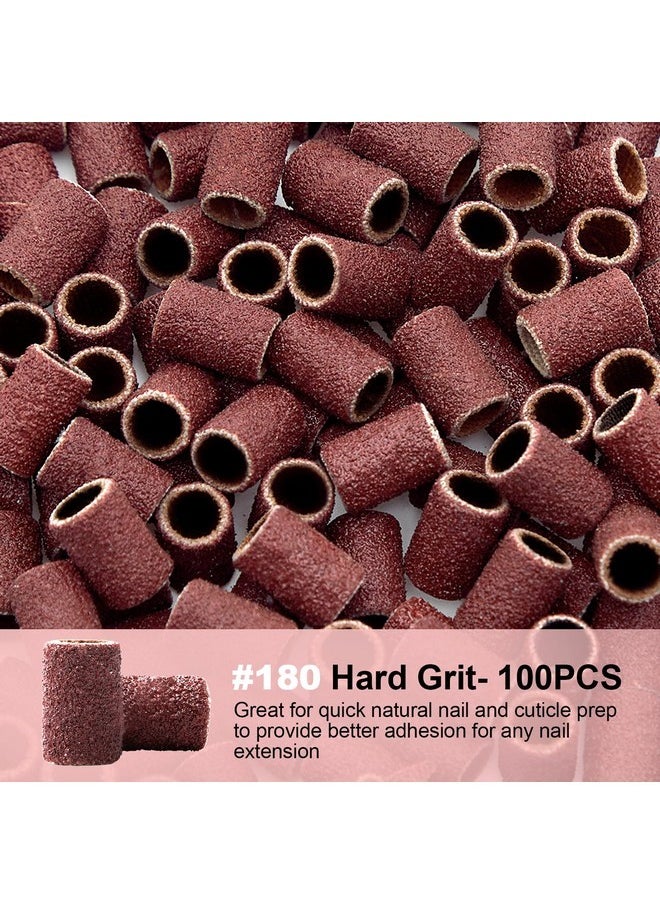 Nail Drill Bits Sanding Bands: 101 Pcs Drill Bits For Nails 180 Fine Grit Set Nail File Sanding Bands Professional For Acrylic Nails Dip Powder Gel Manicures And Pedicure