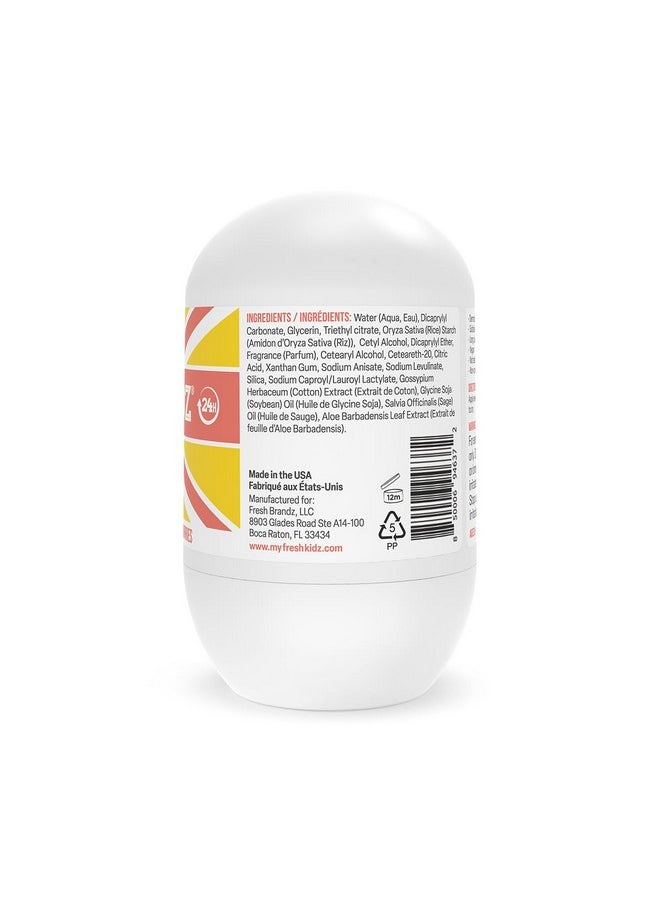 Roll On Deodorant For Kids And Teens - Baking Soda And Aluminum-Free 24 Hour Protection For Sensitive Skin - Girls 