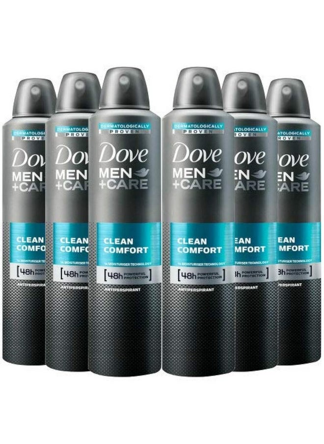 Men + Care Clean Comfort Spray, International Version, 250 Ml (6 Pack)