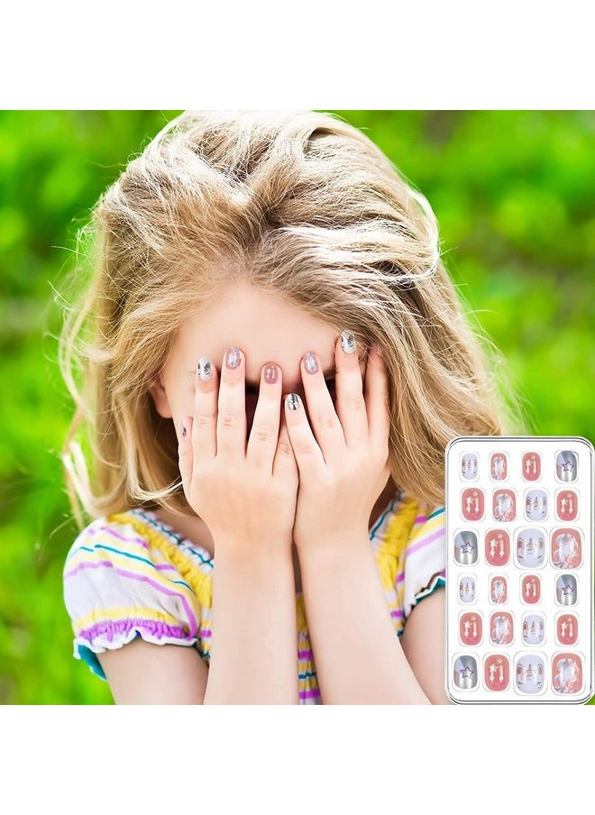 ® 72Pcs Kids Press-On Gel Nails Cute Cartoon False Nail Press On Fake Nails Full Cover Press On False Nails For Girls Party Favor Gift Press-On Nail For Girls