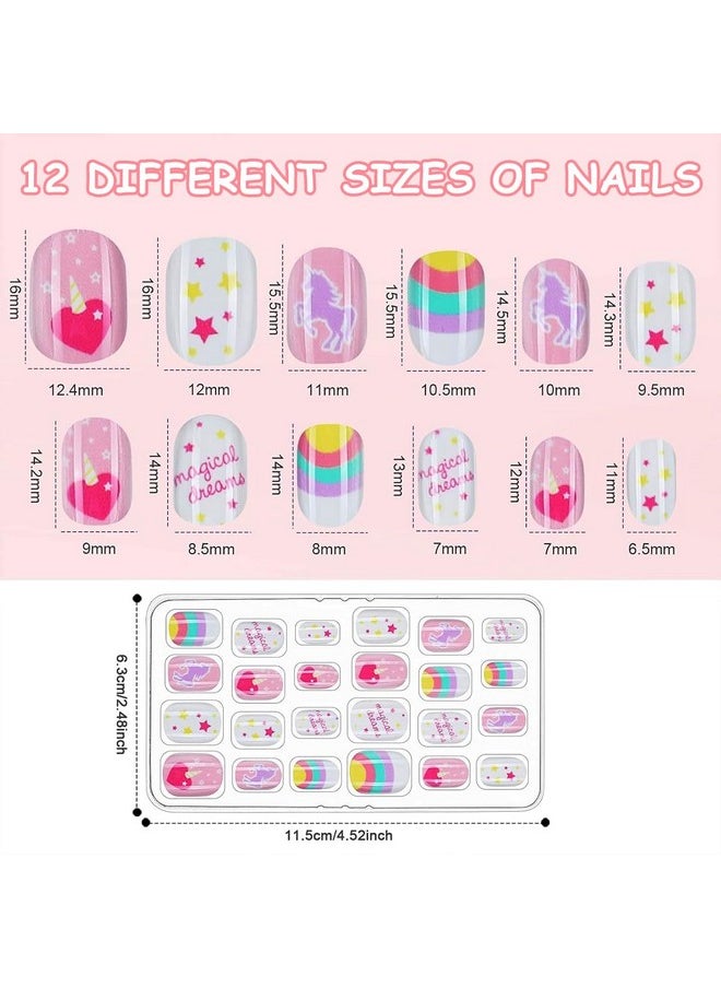 ® 72Pcs Kids Press-On Gel Nails Cute Cartoon False Nail Press On Fake Nails Full Cover Press On False Nails For Girls Party Favor Gift Press-On Nail For Girls