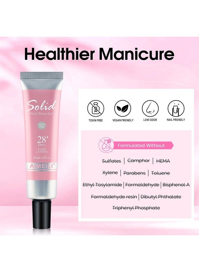 Solid Nail Glue Gel For False Nail Tips Fake Nails, Strong Adhesion Nail Gel Glue For Nail Extension Soft Gel Nail Tips
