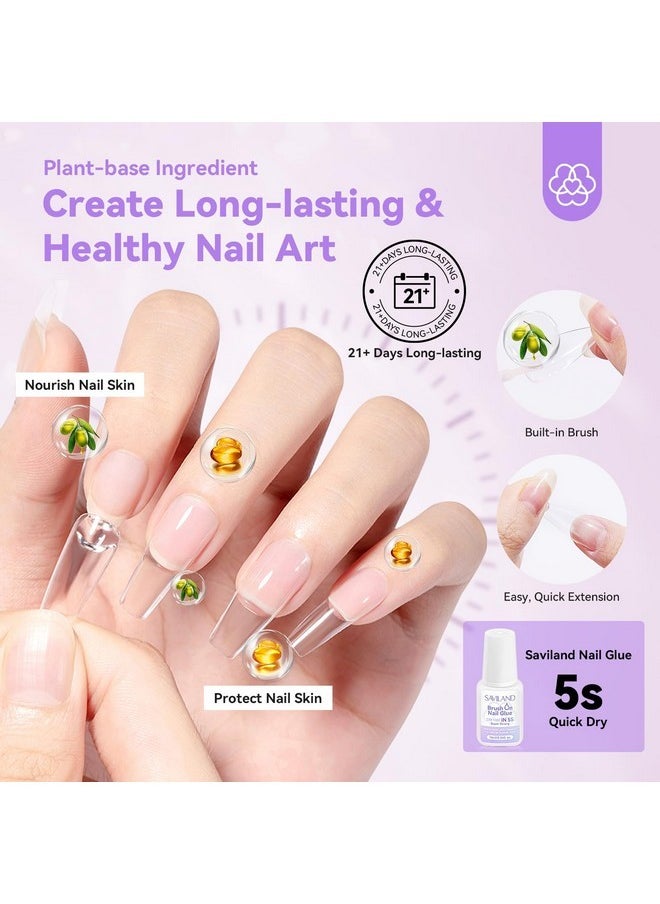 Nail Glue Remover Nail Glue Duo: Cuticle Oil Pen Nail Glue Remover For Press On Nails Nail Glue 5S Dry Super Strong, Castor Oil Ve Fast & Gentle Nail Glue Remover For Acrylics, Gel X Nails