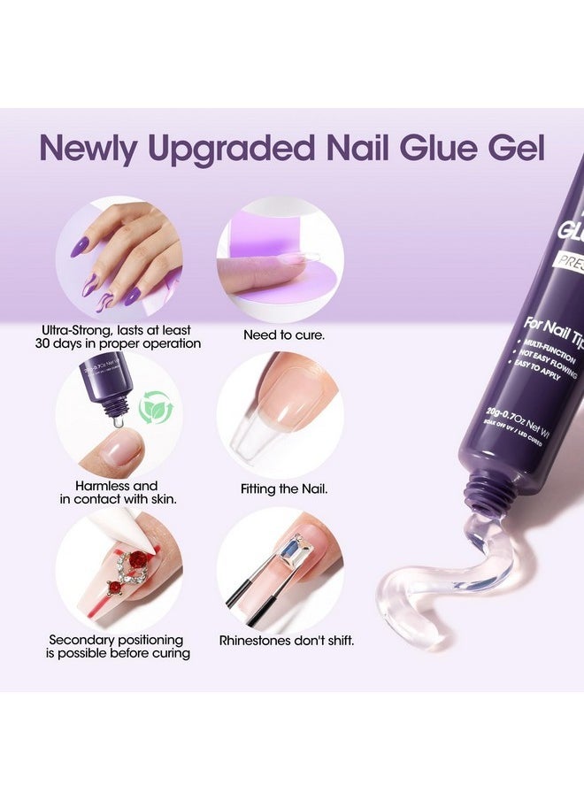 Gel X Nail Glue, U V Nail Glue Gel For Nail Tips, Semi Solid Nail Glue 4 In 1 Super Sticking Gel X Nail Glue For Press On Nail, Multifunctional Rhinestone Glue For Nails