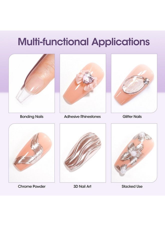 Gel X Nail Glue, U V Nail Glue Gel For Nail Tips, Semi Solid Nail Glue 4 In 1 Super Sticking Gel X Nail Glue For Press On Nail, Multifunctional Rhinestone Glue For Nails
