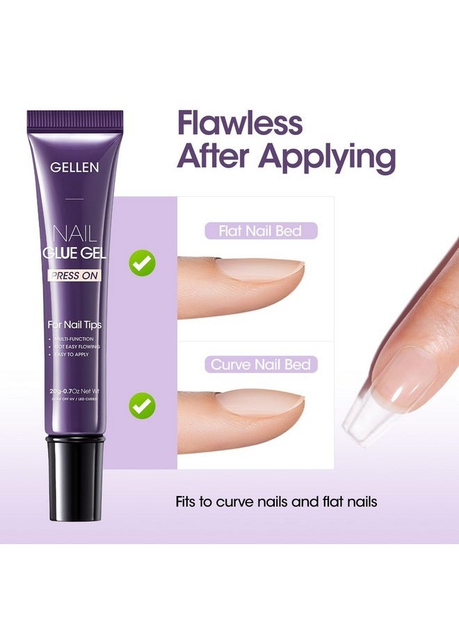 Gel X Nail Glue, U V Nail Glue Gel For Nail Tips, Semi Solid Nail Glue 4 In 1 Super Sticking Gel X Nail Glue For Press On Nail, Multifunctional Rhinestone Glue For Nails