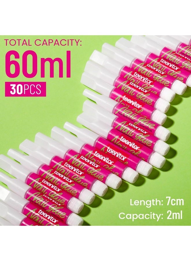 30Pcs Nail Glue For Acrylic Nails, Strong Nail Glue For Press Ons Nails, Nail Glue Bulk For Broken Nail Nail Bond Glue, Super Glue For Nails Fingernail Glue