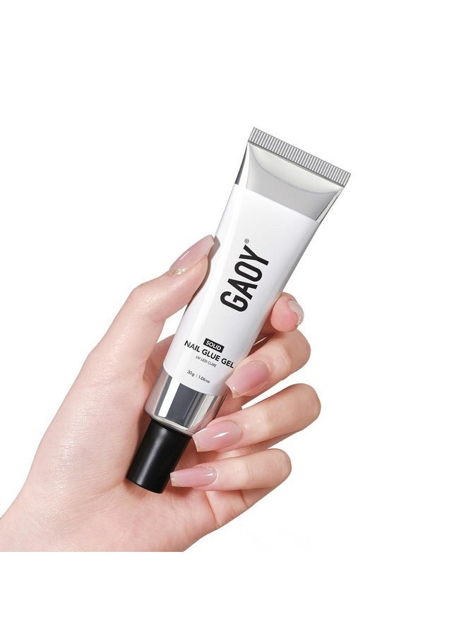 Solid Nail Glue Gel For Nail Tips, 30G Solid Nail Gel, Strong Solid Nail Glue For Press Ons, Fake Nail Tips And Acrylic Nail Tips, Uv Light Cure