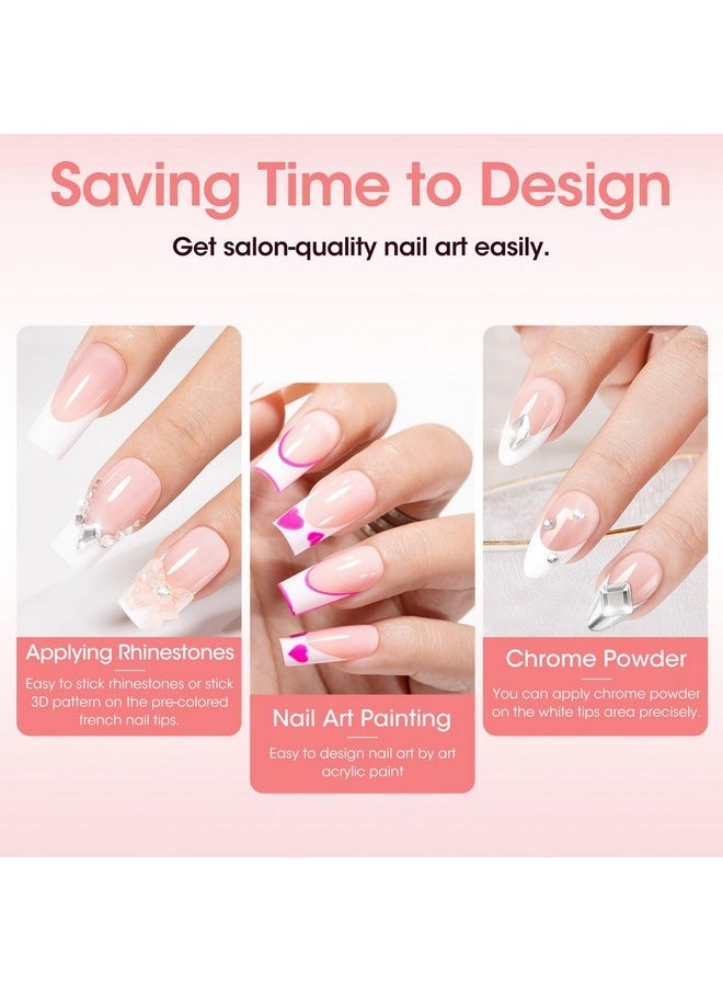 Short French Tip Press On Nails - Square Gel Nail Tips Press On Nails Short, No Fade Out Acrylic Fake Nails, 150Pcs Seamless Fit Glue One Nails, Classic White