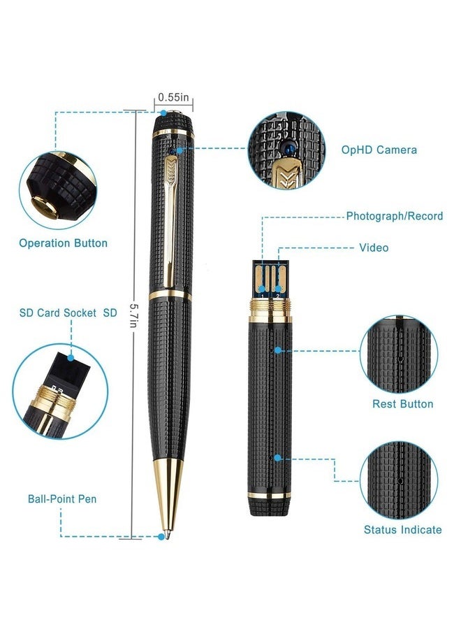 Golden Mini Spy Camera Pen – 1080p Full HD Video & Audio for Stealthy Surveillance