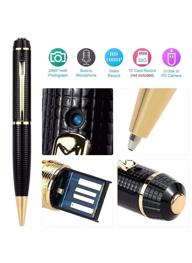 Golden Mini Spy Camera Pen – 1080p Full HD Video & Audio for Stealthy Surveillance