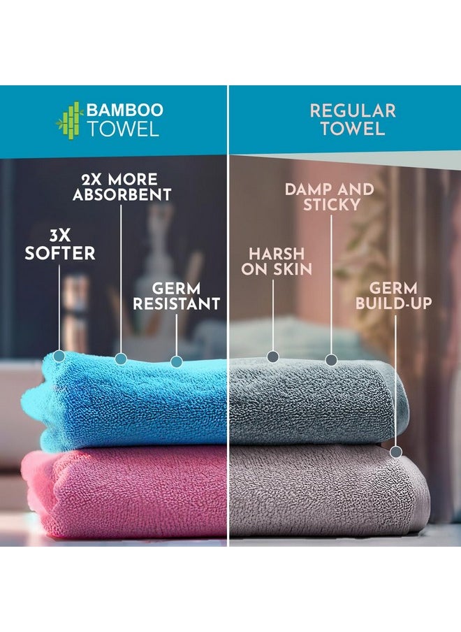 Bamboo Face Towel | Ultra Absorbent & Odour-Free | 3X Softer Than Cotton Towels | 30 X 30 Cm - 600 Gsm | Pack Of 4 - Peach, Teal, Grey, Iris