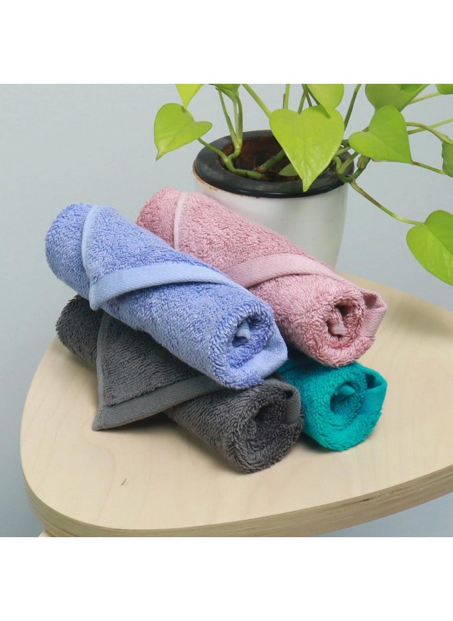 Bamboo Face Towel | Ultra Absorbent & Odour-Free | 3X Softer Than Cotton Towels | 30 X 30 Cm - 600 Gsm | Pack Of 4 - Peach, Teal, Grey, Iris