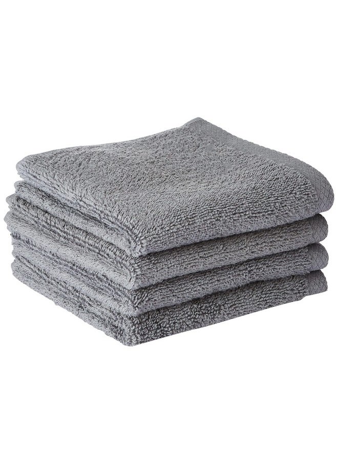 Zero-Twist 100% Cotton Ultra-Fluffy Towels -4Pc Face Towel (Paradiso) Solid-Grey