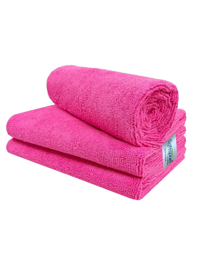 Microfiber Hair & Face Care Towel Set Of 3 Piece, 40X60 Cms, 340 Gsm (Pink). Super Soft & Comfortable, Quick Drying, Ultra Absorbent In Large Size.