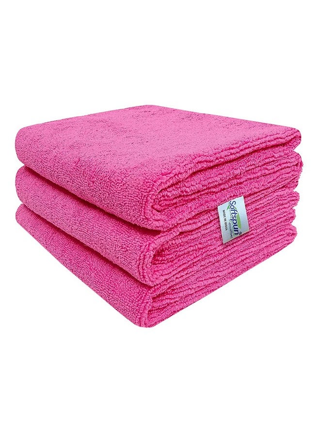 Microfiber Hair & Face Care Towel Set Of 3 Piece, 40X60 Cms, 340 Gsm (Pink). Super Soft & Comfortable, Quick Drying, Ultra Absorbent In Large Size.