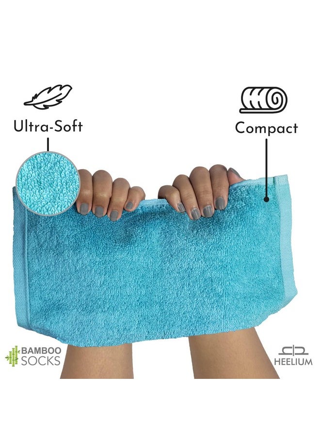 Bamboo Face Towel | Ultra Absorbent & Odour-Free | 3X Softer Than Cotton Towels | 30 X 30 Cm - 600 Gsm | Pack Of 10 - Blue, Teal, Grey, Iris, Peach