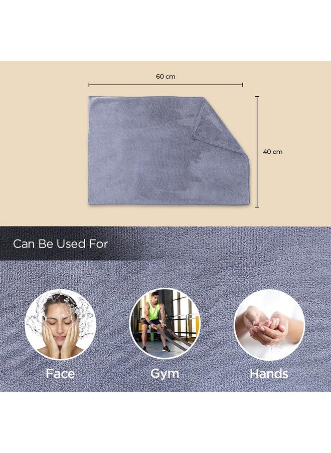 Microber Face Towel (40Cmx60Cm) 400 Gsm - Super Absorbent, Quick-Dry, Gentle On Skin, Super-Soft For Everyday Use | Microfiber Face Towel For Women & Men (Grey-Pack Of 2)