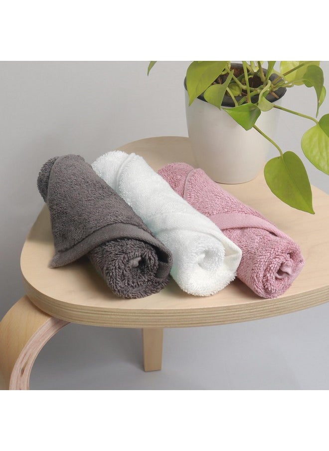 Bamboo Face Towel | Ultra Absorbent & Odour-Free | 3X Softer Than Cotton Towels | 30 X 30 Cm - 600 Gsm | Pack Of 3 - Peach, Grey, White