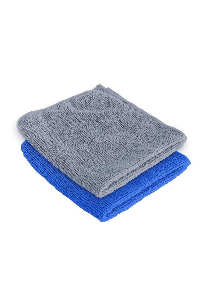 Microber Cleaning Cloth (40Cmx60Cm) 400 Gsm - Super Absorbent, Quick-Dry, Lint & Scratch Free | Multipurpose Wash Cloth For Kitchen, Window, Cars, Ss | Blue-Grey (Pack Of 2)