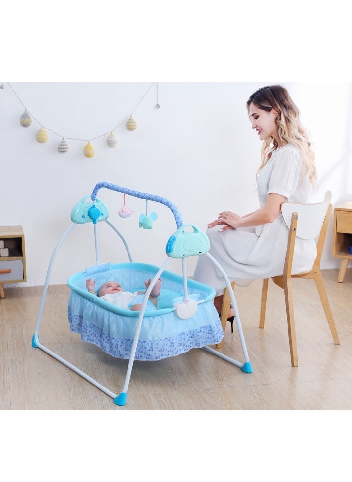 Electric Rocking Bassinet for Baby Baby Crib Adjustable 5 Gear Auto-Swing Newborn Bed with Remote Control，Musical Toy,Mosquito Net and Comfortable Mattress