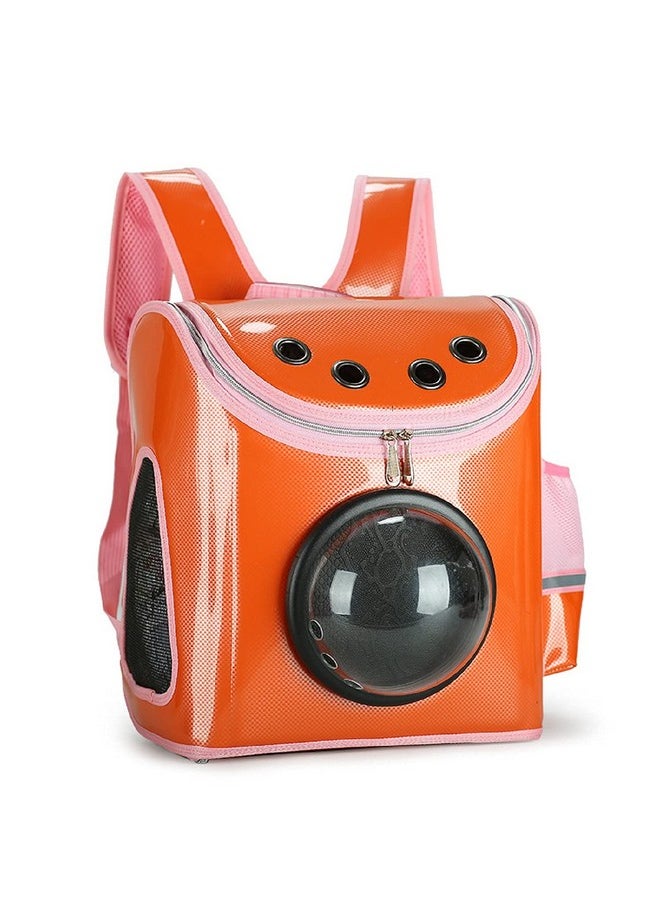 Cat Carrier Backpack,Space Capsule Bubble Portable Pet Carrier For Small Dog Airline-Approved, Designed For Travel, Hiking, Walking & Outdoor Use(Orange)