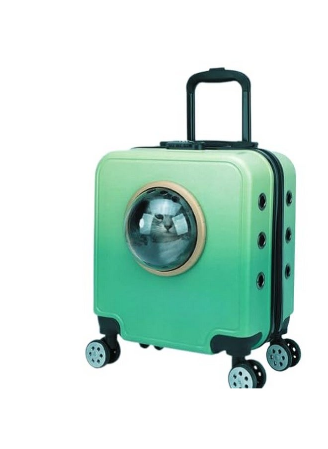 Carrier Stroller With Wheels For Small, Medium, Pets Pet Trolley Box Portable 18 Inch Universal Wheel Travel Box Cats And Dogs Available Pet Box Pet Trolley Box (Green)