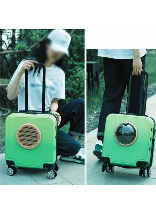 Carrier Stroller With Wheels For Small, Medium, Pets Pet Trolley Box Portable 18 Inch Universal Wheel Travel Box Cats And Dogs Available Pet Box Pet Trolley Box (Green)