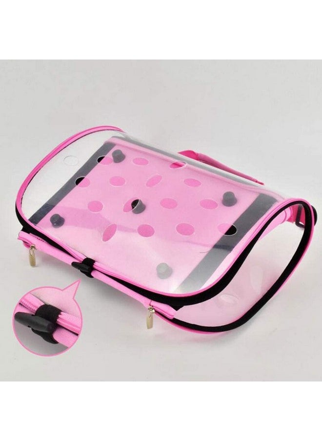 Pet Carrier Box Folding Breathable Transparent Cage Cat Dog Shoulder Portable Travel Transport Car Outside Goods (Color: Pink, Size: 44 * 25 * 28Cm)