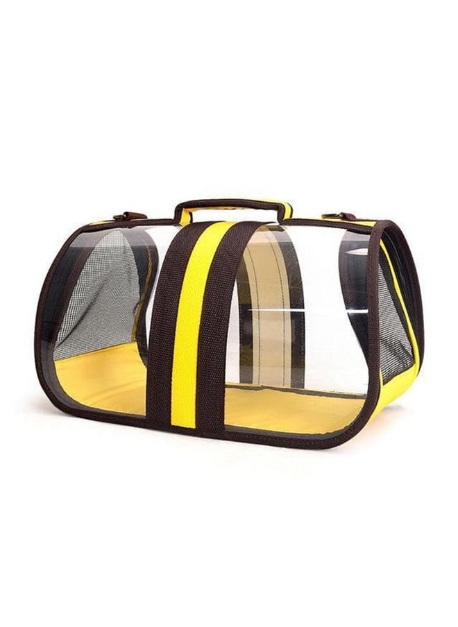 Transparent Cat Carrier Pet Handbag Travel See-Through Design Breathable Shoulder Bag For Cats And Puppies (Small, Yellow)