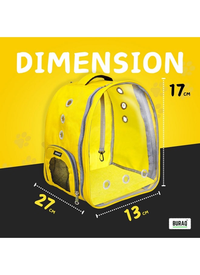 Pet Transparent Cat & Small Dog Puppy Kitty Shihtzu Carriers For Breathable Airline Travel Approved Air Ventilation Backpack Size 17 × 13 × 11 Inch (Yellow, Transparent Pet Bag)